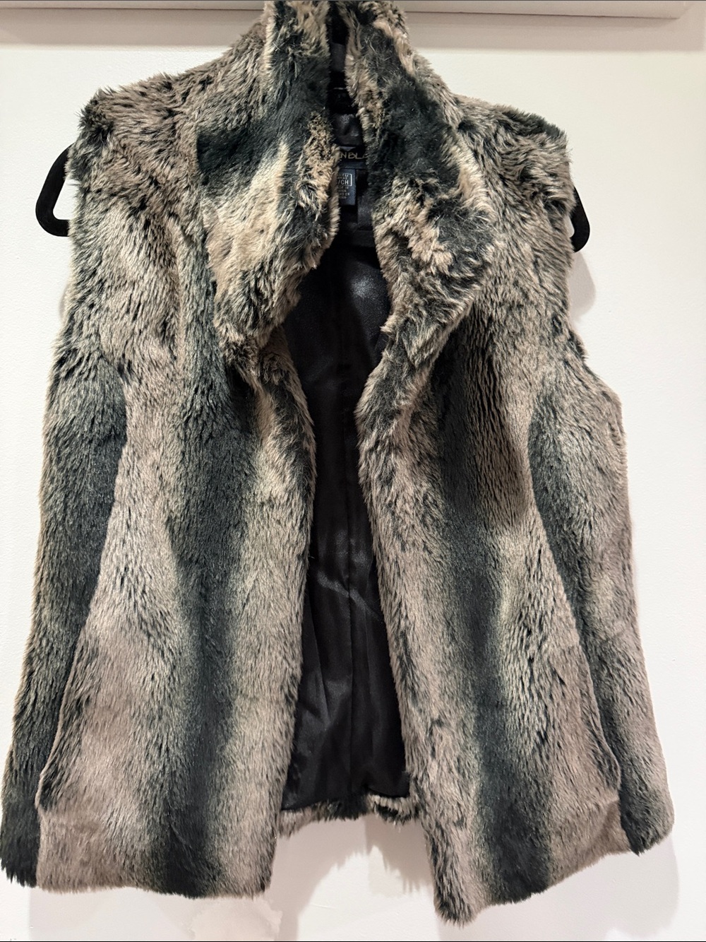 Kristen Blake Faux Fur Vest in Gray and Taupe
